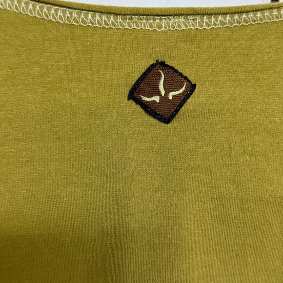 prAna Long-Sleeve V-Neck Women’s Large Olive/Sand Graphic Tee EUC - Picture 10 of 11